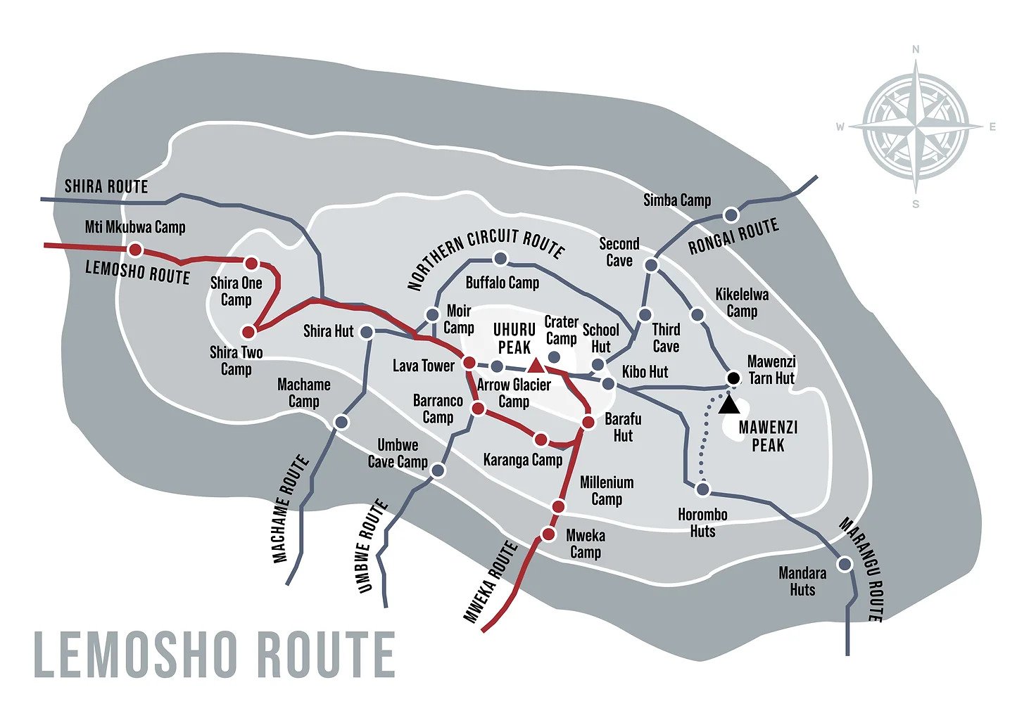 Lemosho Route map
